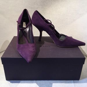 Prada Shoes - Prada T strap purple suede heels Prada Shoes - Prada T strap purple suede heels